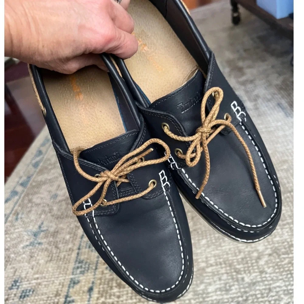 Timberland Cedar Bay Navy Blue Leather Boat Shoes Mens 9 9549R Deck Shoes